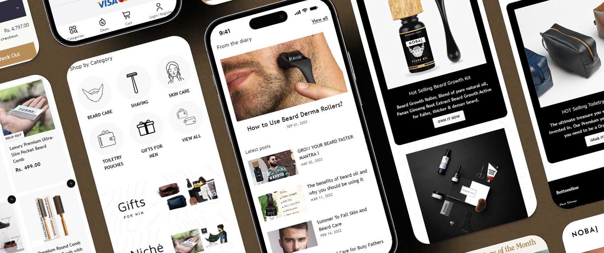 Nobaj beard oil Magento 2 bilingual grooming eCommerce website