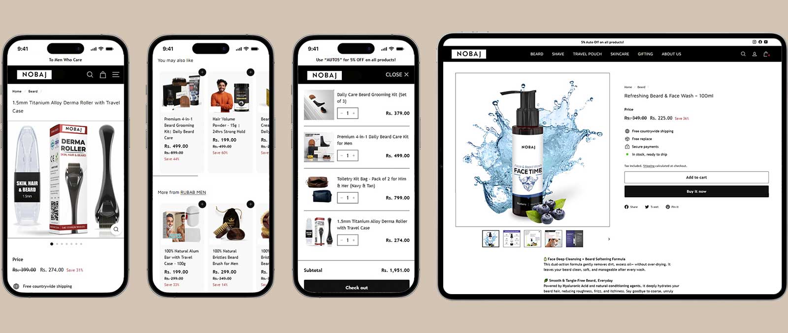 Nobaj beard oil Magento 2 bilingual grooming eCommerce website
