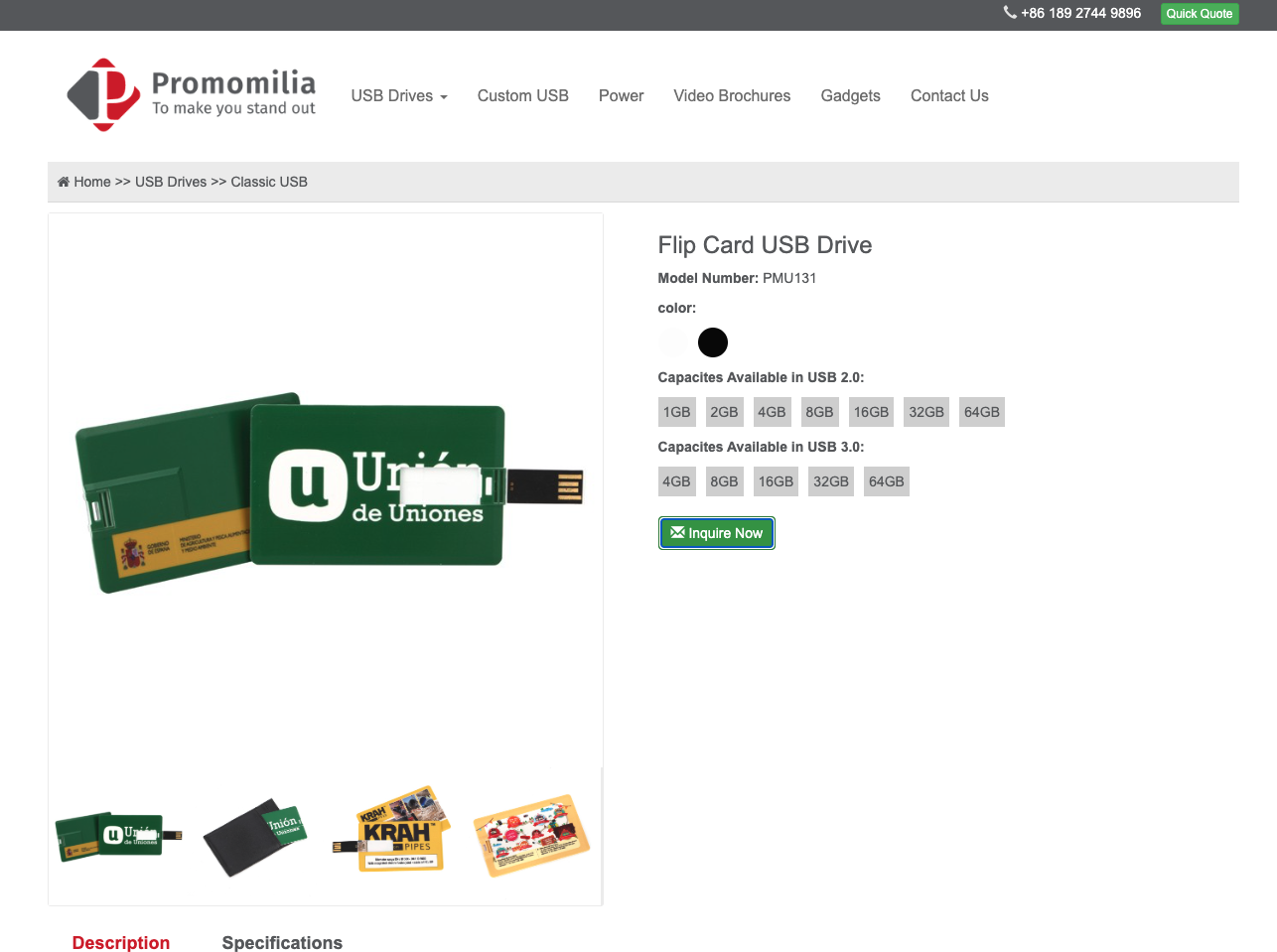 Promomilia Magento 2 promotional USB drives product catalog browsing experience