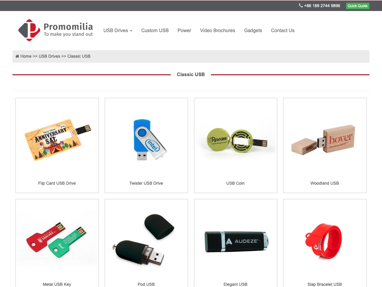 Promomilia Magento 2 promotional USB drives and corporate gifts eCommerce website