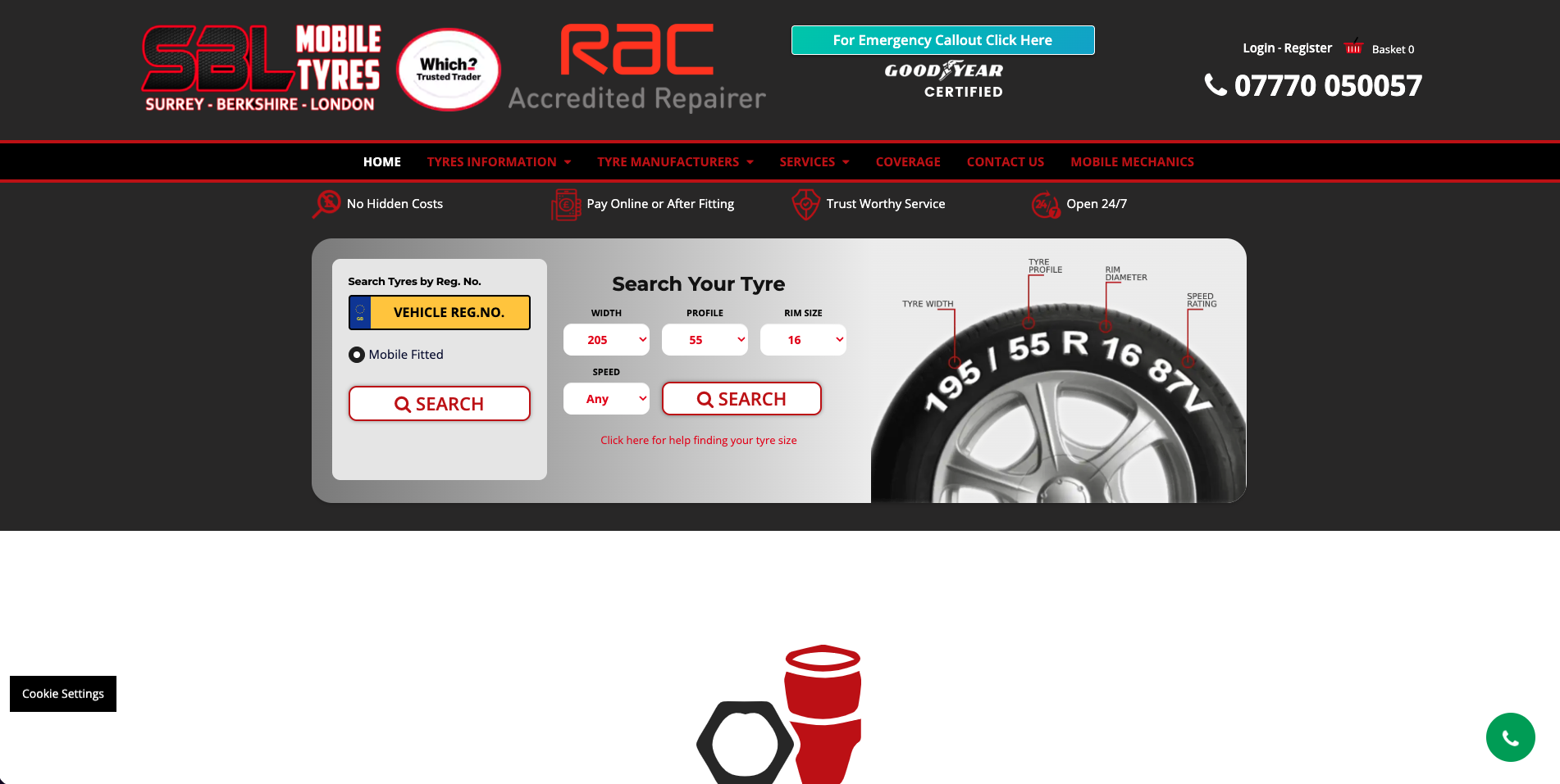 SBL Mobile Tyres online tyre search and mobile fitting booking platform