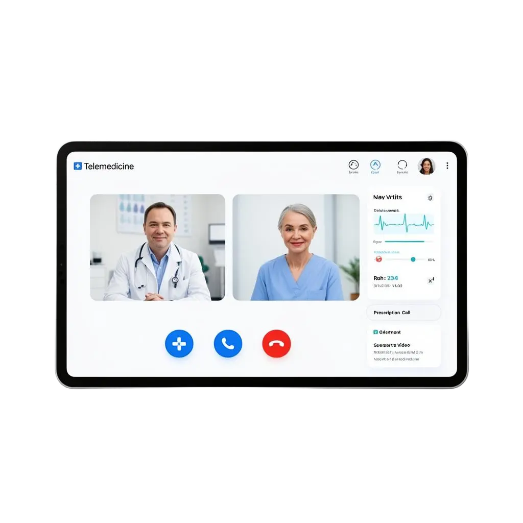 Telemedicine video consultation platform with patient vitals and prescription management