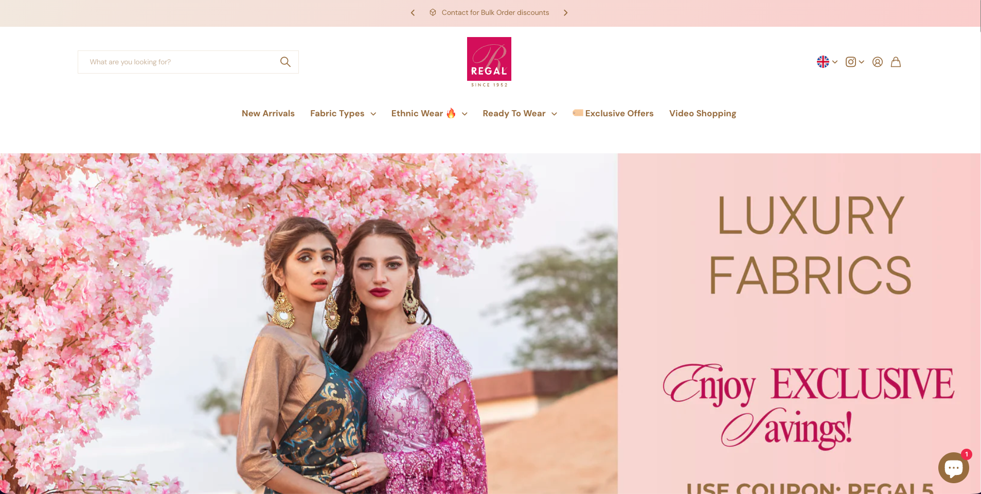 Regal Fabric Gallery Magento 2 fabric and textile eCommerce website