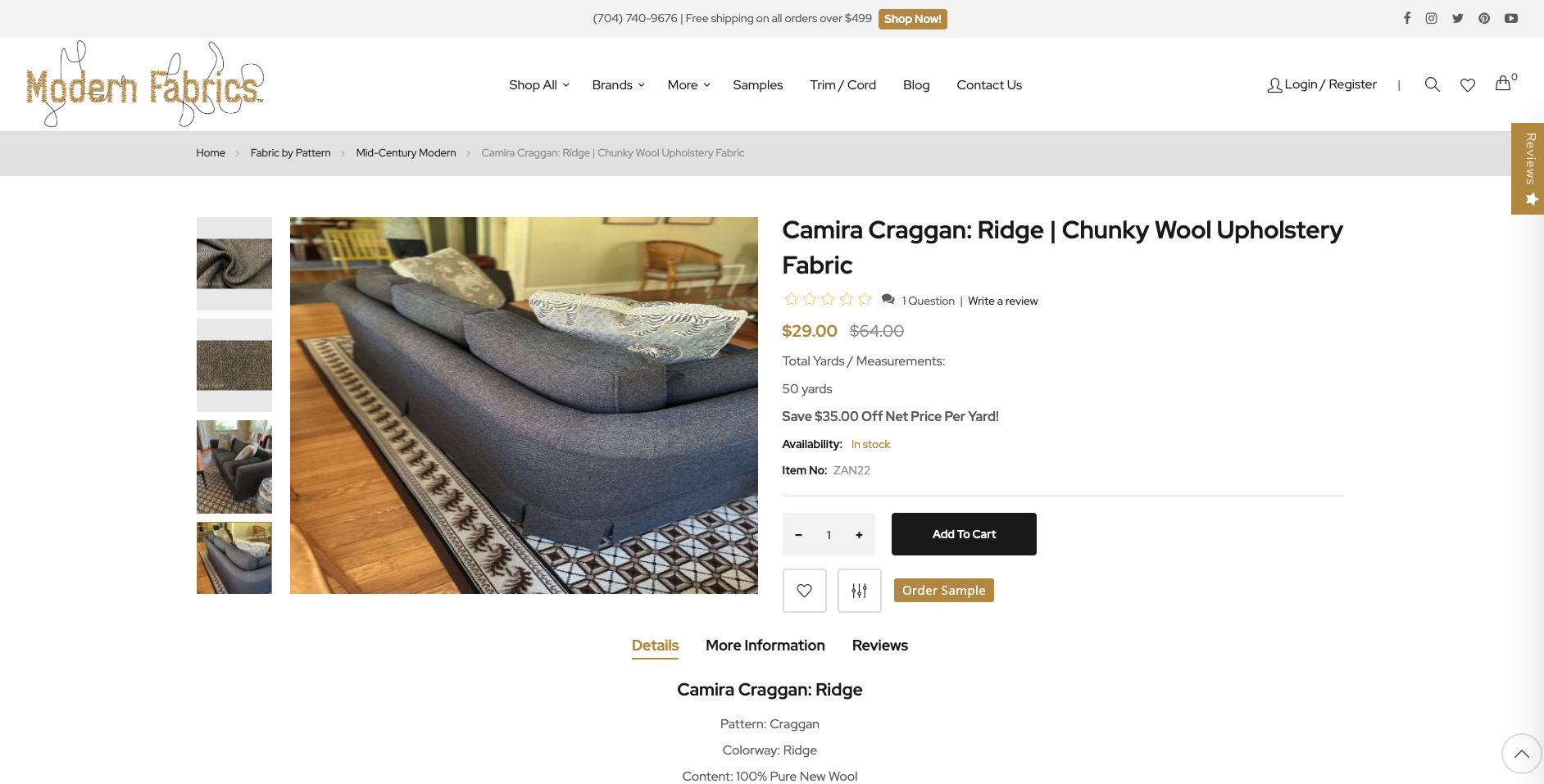 Modern Fabrics Magento 2 textile and upholstery fabric catalog browsing experience