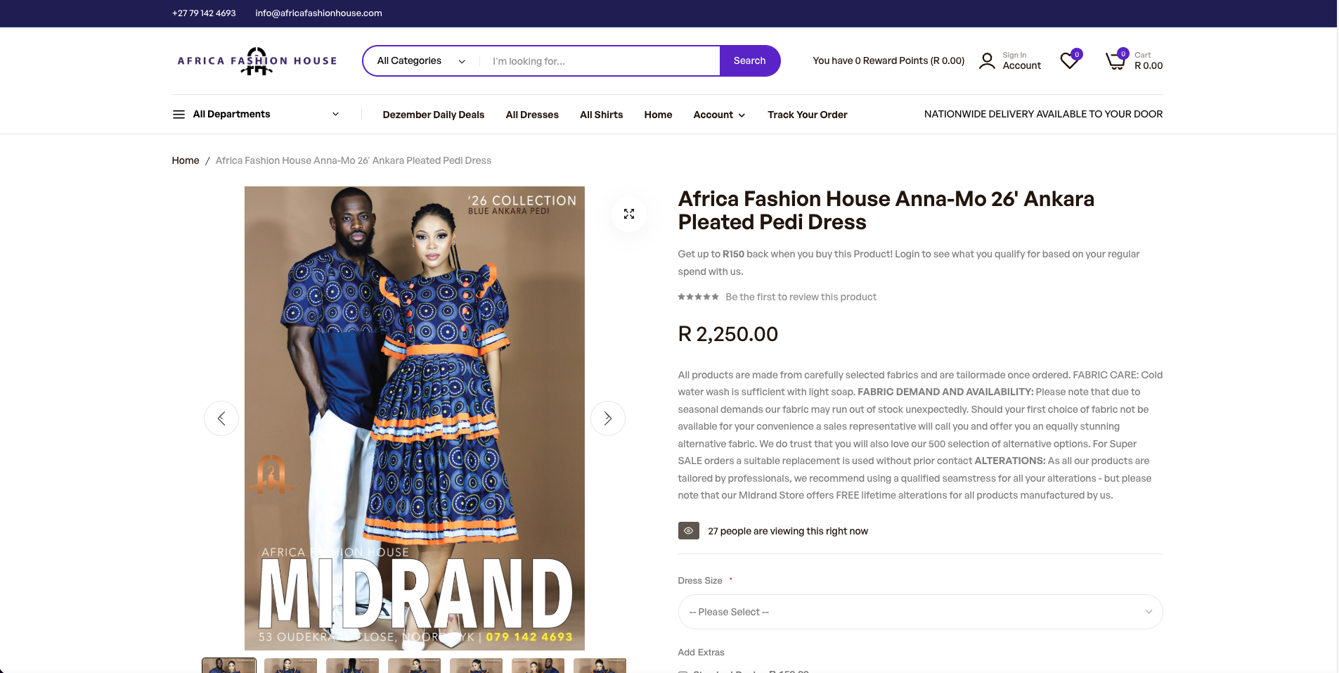 Africa Fashion House luxury African fashion collections displayed on Magento 2 store