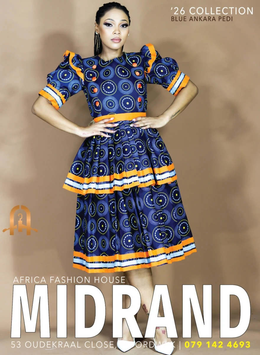 Africa Fashion House model in Ankara print dress