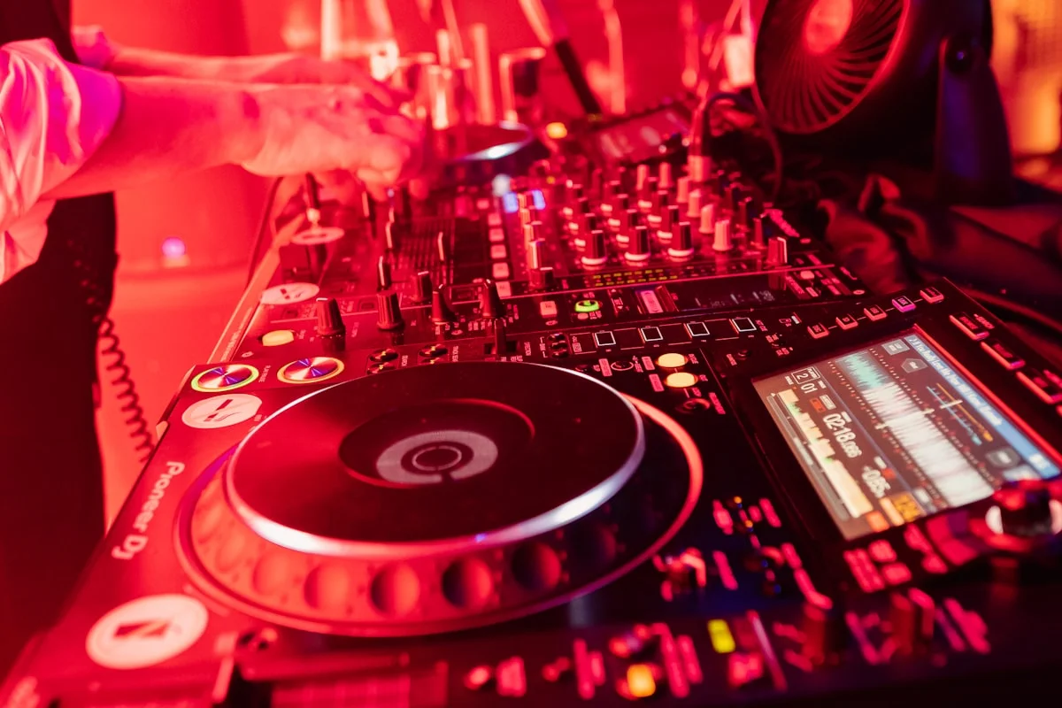DJ performing on decks
