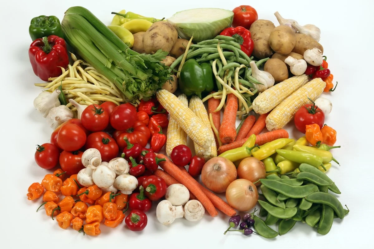 Fresh organic produce assortment